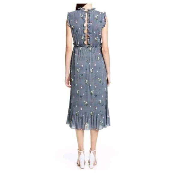 Ted Baker Toppaz Oracle Pleated Midi Dress Gray Women’s 3 Size 8 Floral Formal - Picture 4 of 16